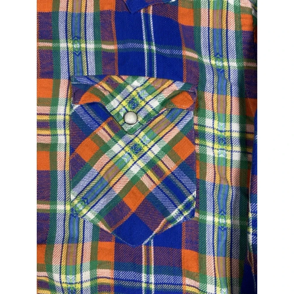 Polo Ralph Lauren Pearl Snap Men's XL Western Flannel Plaid Americana Rodeo VTG